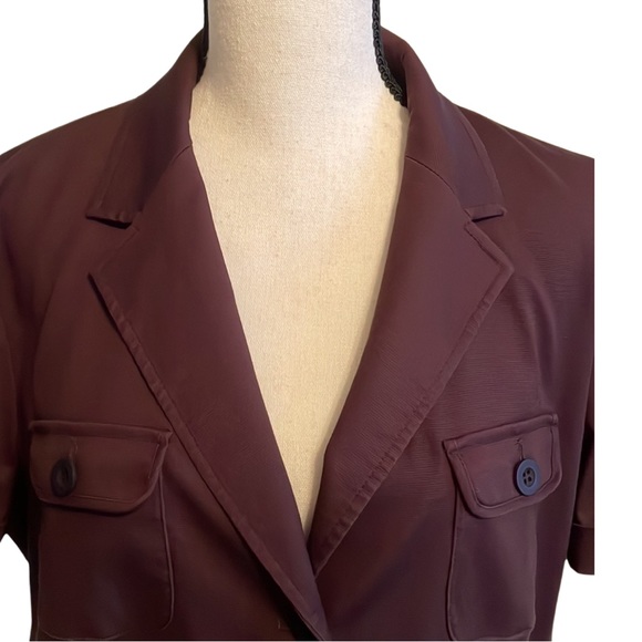 Talbots Stretch Dark Brown Short Sleeve Safari Blazer / Jacket Size 16 - Picture 2 of 6